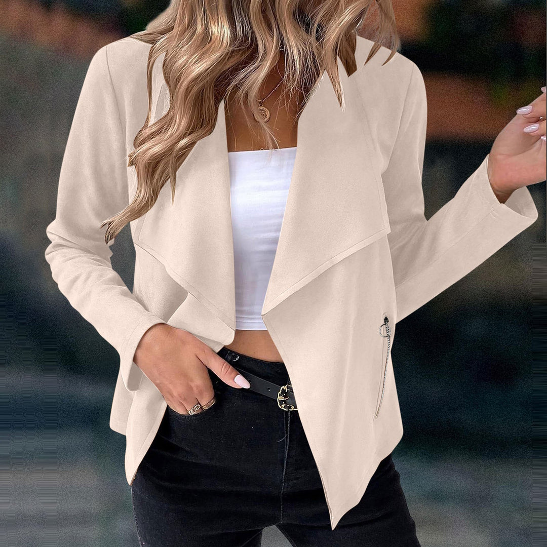 Drune | Elegante Wasserfalljacke mit Reißverschlussdetails