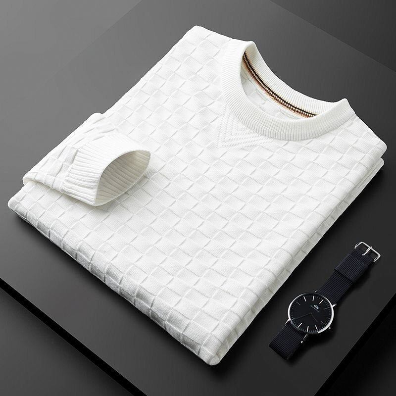 Drune | Stylischer Herbst Waffelstrick Pullover mit Rundhalsausschnitt für Männer