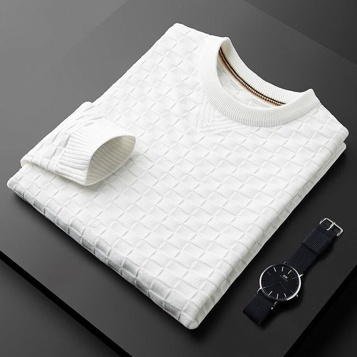Drune | Stylischer Herbst Waffelstrick Pullover mit Rundhalsausschnitt für Männer