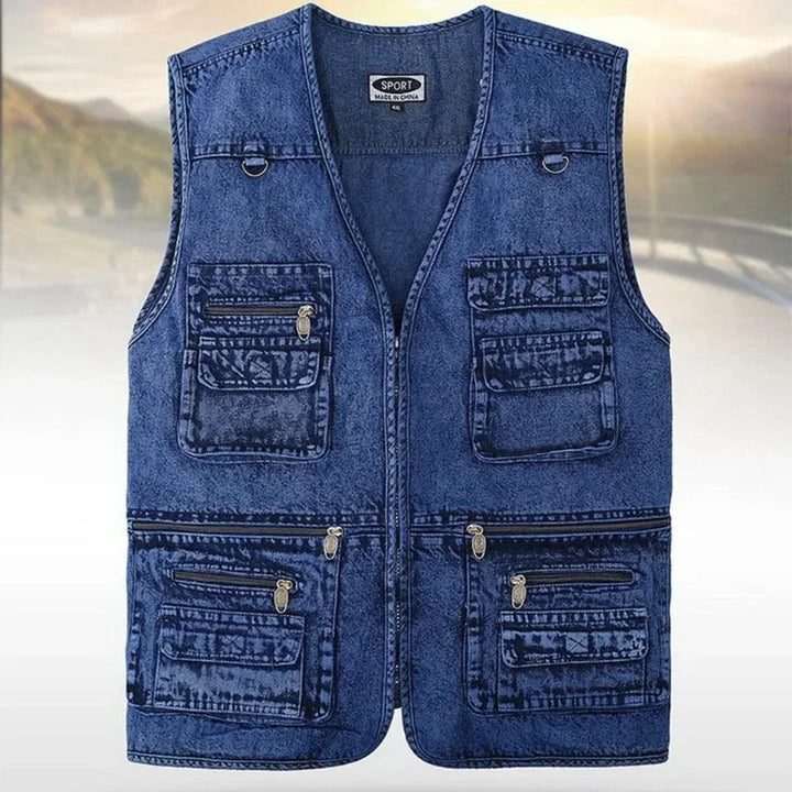 Drune | Ärmellose Jeansweste Mit Mehreren Taschen Für Herren
