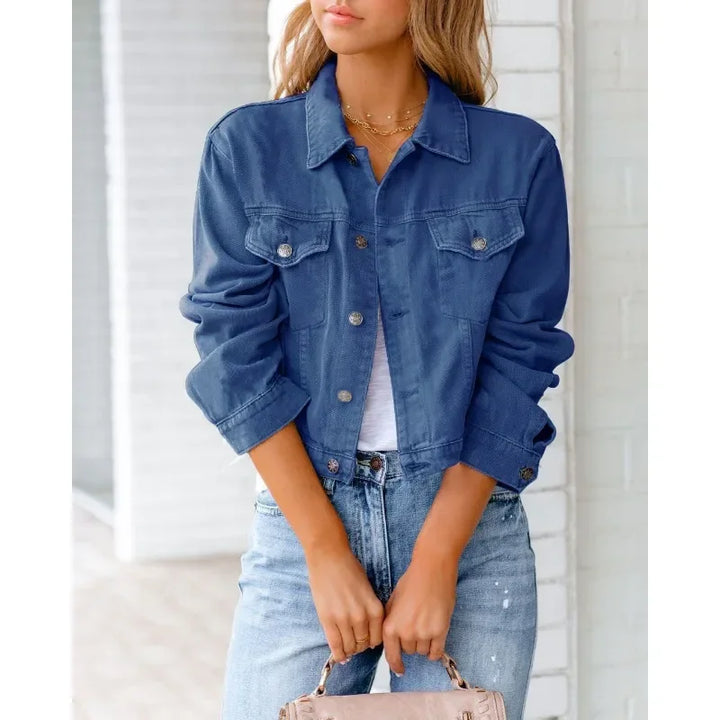 Drune | Kurze Taschenjacke Mode Streetwear Einfache Knopf Trend Frauen Denim Jacken Lange Ärmel Herbst Neu Denim Denim Jacken