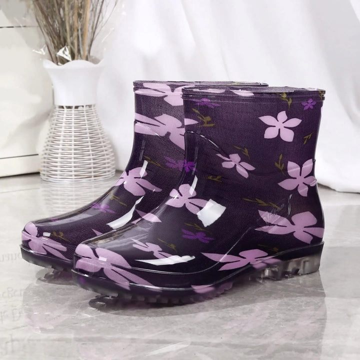 Drune | Gummistiefel Wasserdicht mittelhoch Bedruckt Slip on Grip Sohle