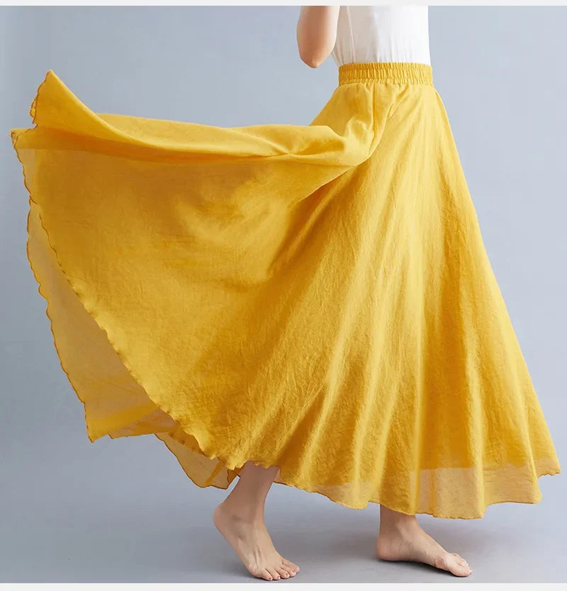 Drune | Mode Baumwolle Leinen Kleidung Frauen Röcke Maxi Y2K Elegant Strand Saia Ropa Mujer Lässiges Kleid Boho Lange Röcke Faldas Harajuku