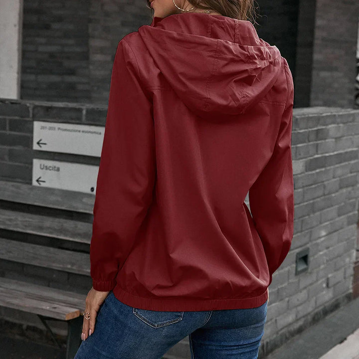 Drune | Damen Kapuze Wasserdichter Trenchcoat Langarm