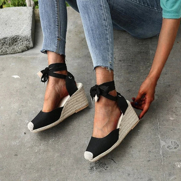 Drune | Trendige, Bequeme Boho Keilabsätze Für Damen Mit Bändern