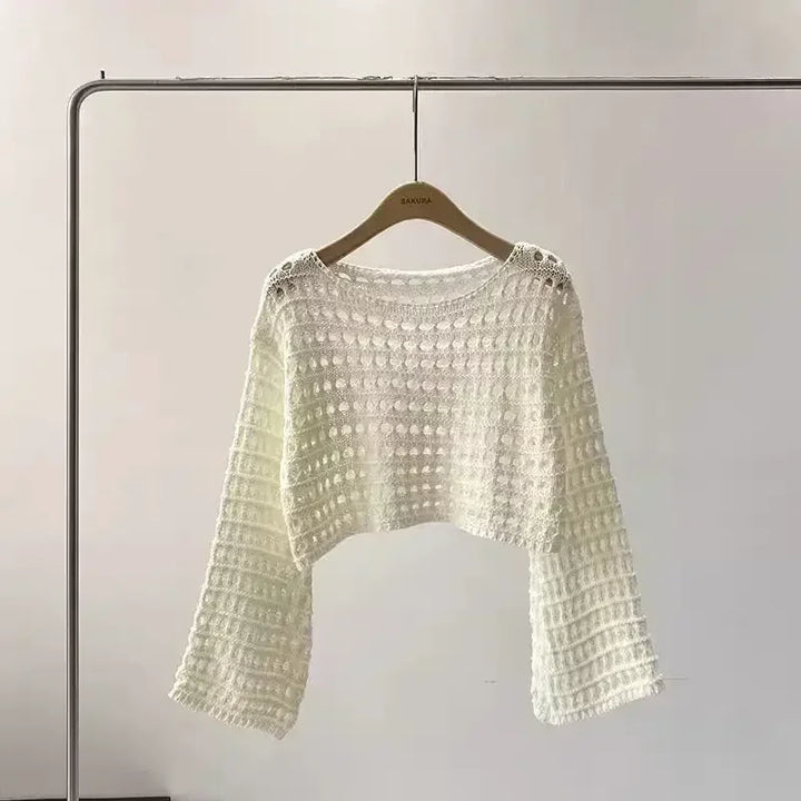 Drune | Langes Gehäkeltes Strickoberteil für Frauen