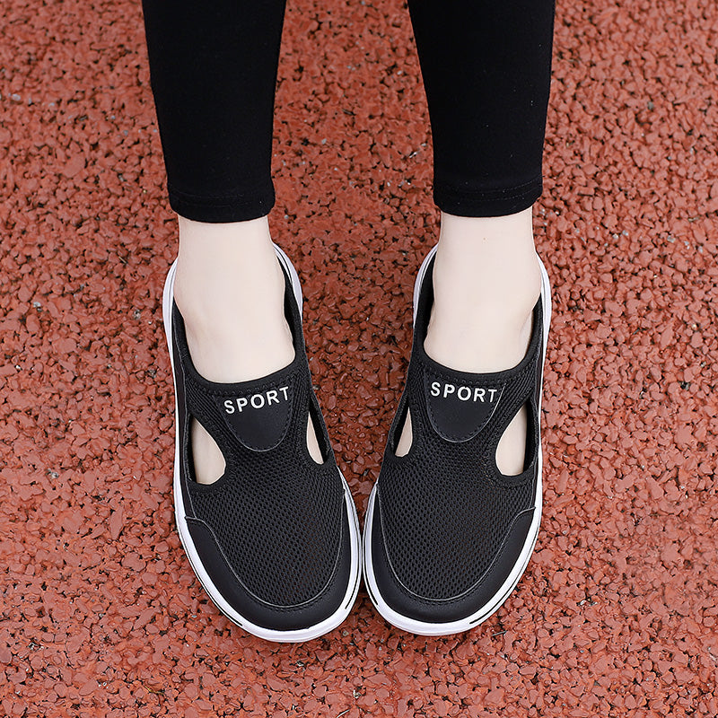 Drune Damen Slip-On-Pantoletten aus Mesh mit seitlichen Ausschnitten