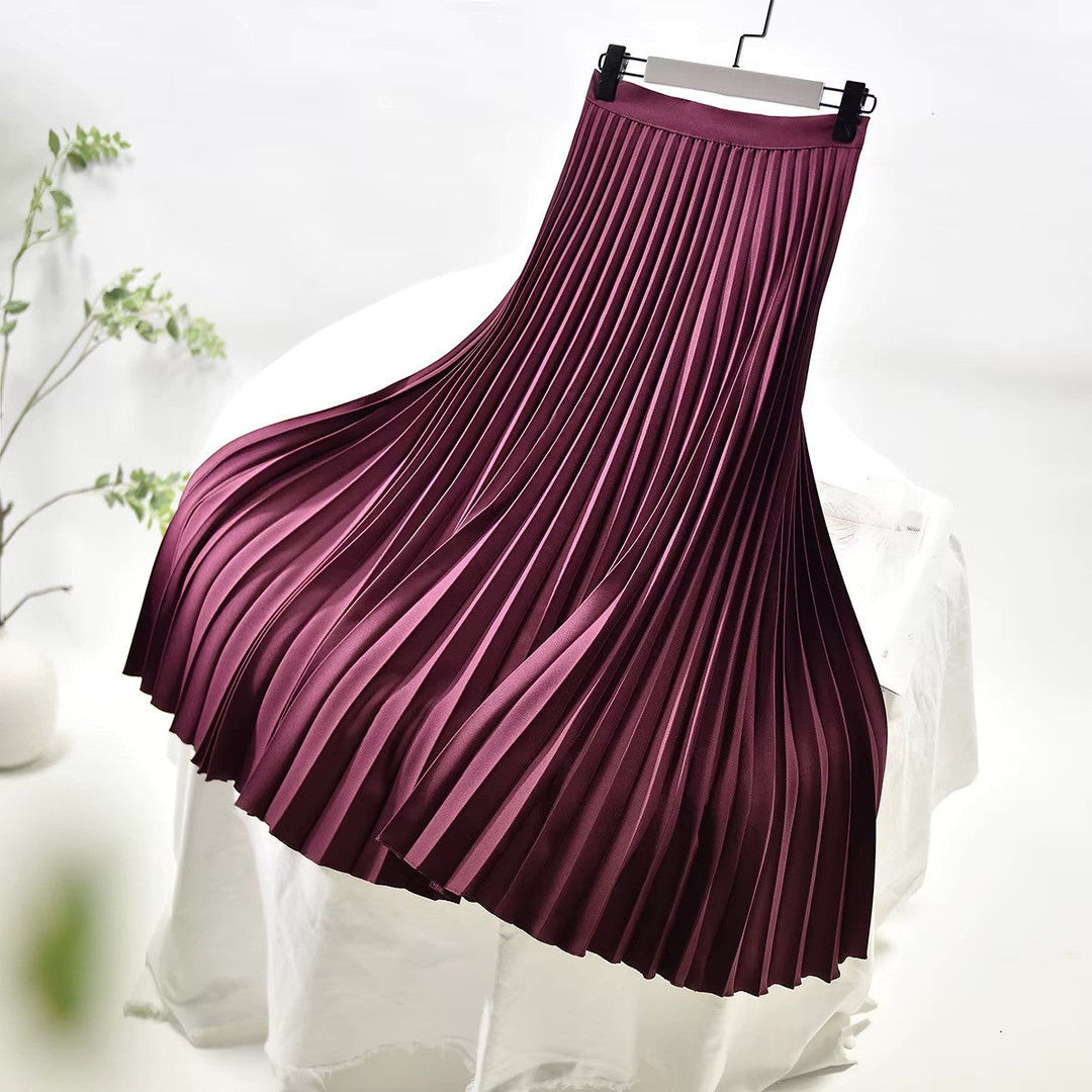 Drune | Satin Plissee Rock Hohe Taille