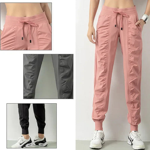 Drune | Stoff Schnürsenkel Lauf Sport Joggers Frauen Schnell Trocknend Athletic Fitness Trainings Sweatpants mit Zwei Taschen Bewegung Hosen