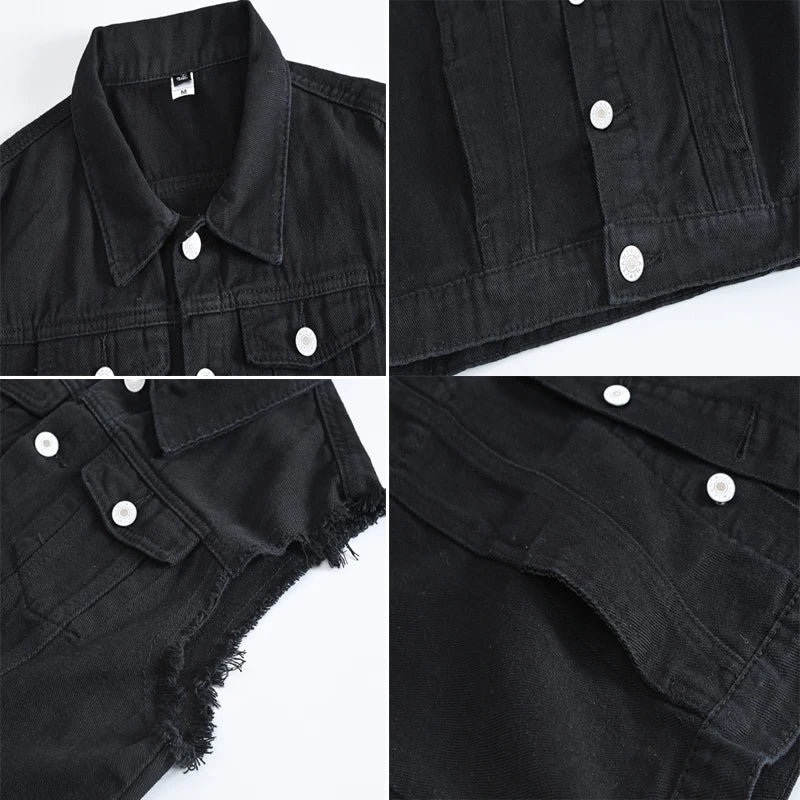 Drune | Zerrissene Ärmellose Jeansjacke Für Männer