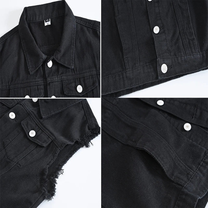 Drune | Zerrissene Ärmellose Jeansjacke Für Männer
