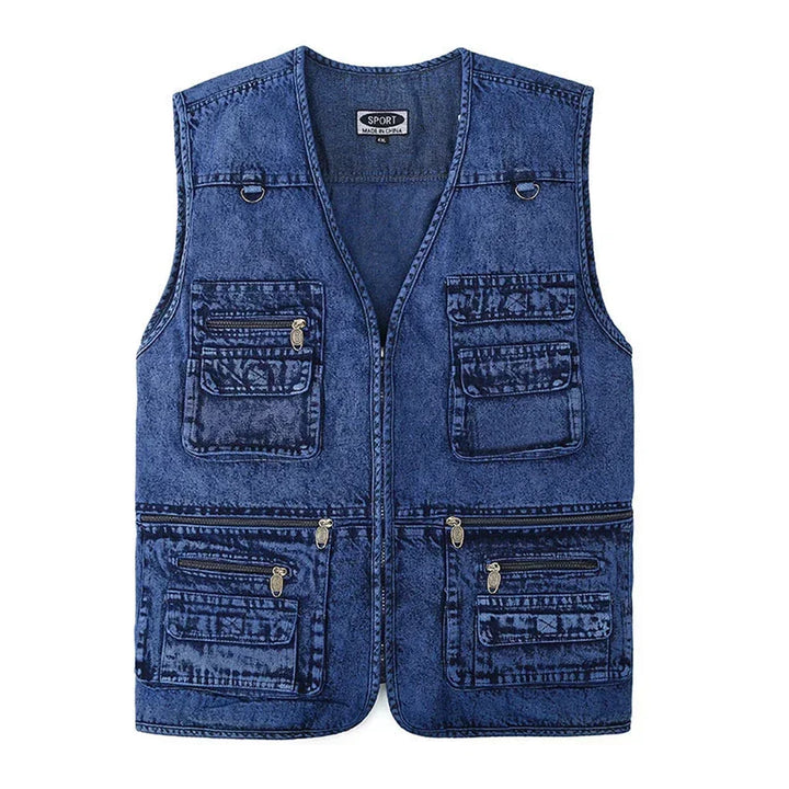 Drune | Ärmellose Jeansweste Mit Mehreren Taschen Für Herren