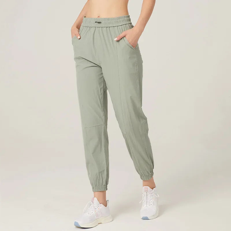 Drune | Stoff Schnürsenkel Lauf Sport Joggers Frauen Schnell Trocknend Athletic Fitness Trainings Sweatpants mit Zwei Taschen Bewegung Hosen