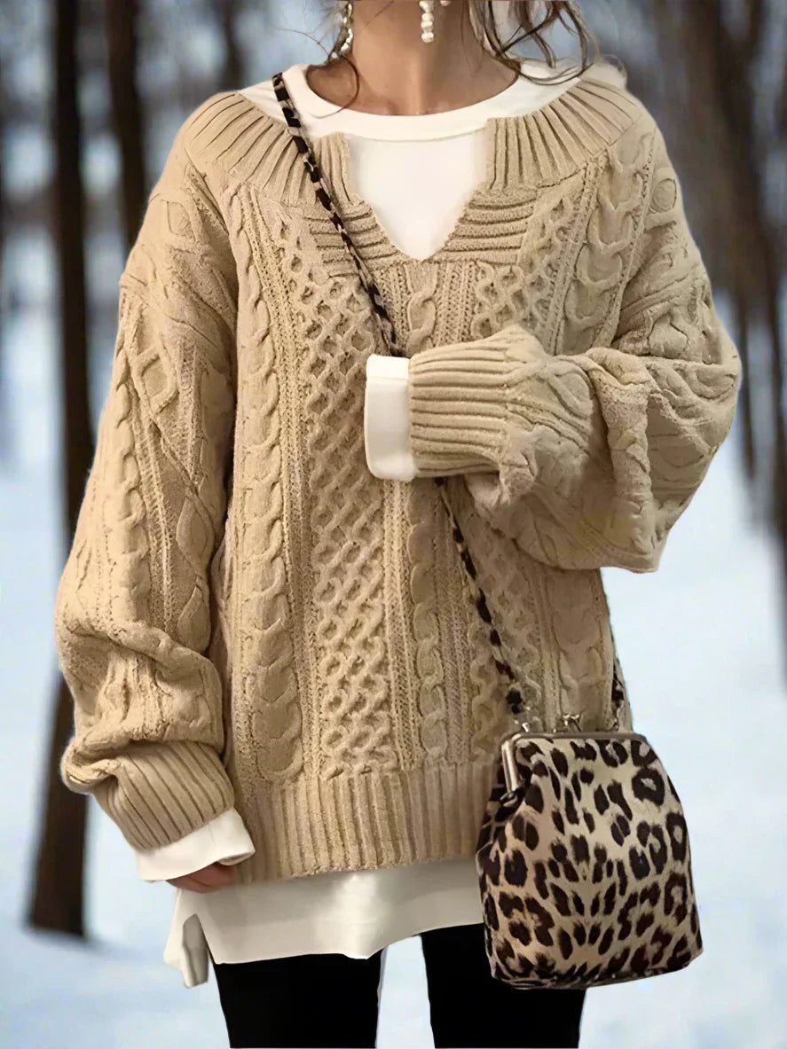 Drune | Strickpullover - Oversized Kabelstrick - Weich und Warm - Lässige Passform