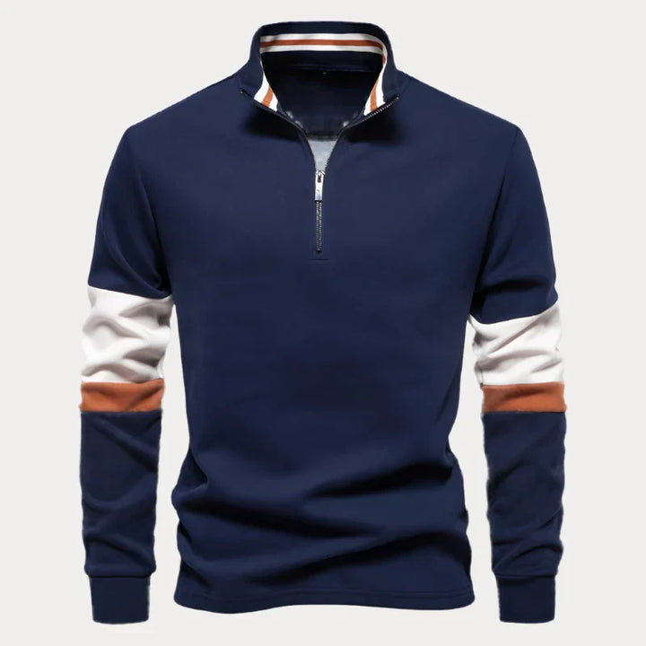 Drune | Stylischer Pullover für Herren mit Stehkragen und Streifen