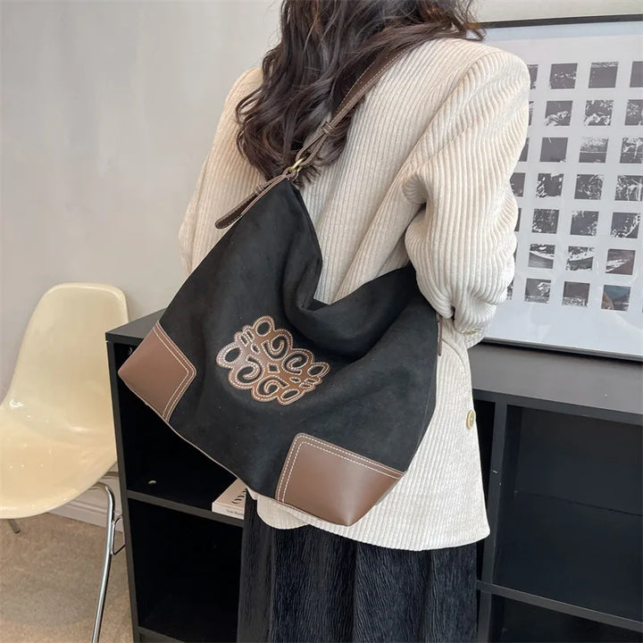 Drune | Damen Luxus Marke Messenger Taschen Retro Braun Crossbody Tote Taschen Eimer Clutch Tasche Einkauf Große Kapazität Reisetasche