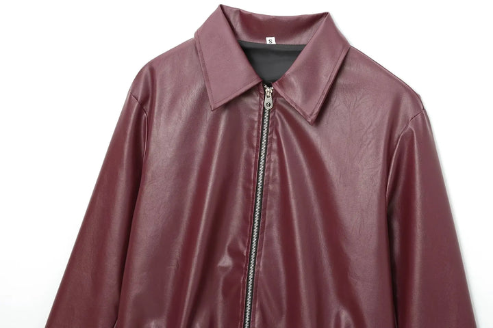 Drune | Lederjacke mit Reißverschluss Vorne und Klassischem Reverskragen