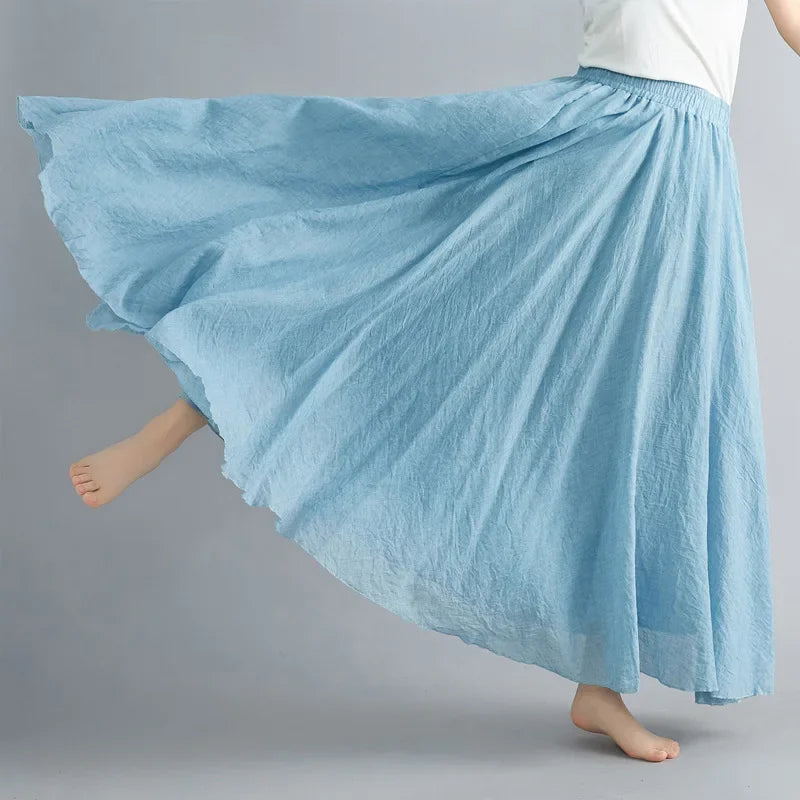 Drune | Mode Baumwolle Leinen Kleidung Frauen Röcke Maxi Y2K Elegant Strand Saia Ropa Mujer Lässiges Kleid Boho Lange Röcke Faldas Harajuku