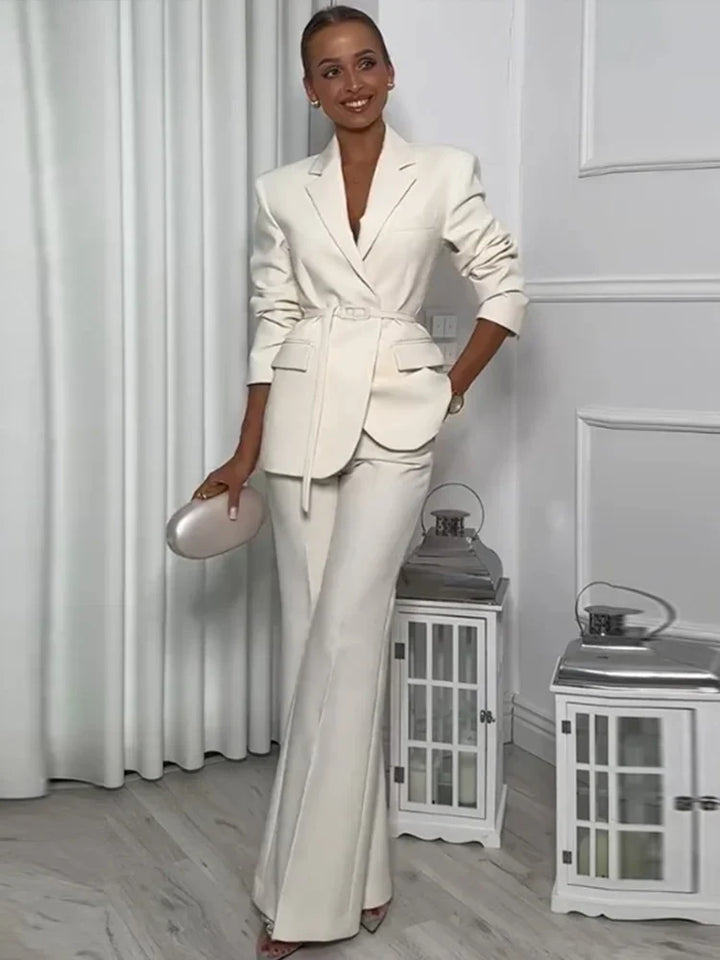 Drune | Overall Blazer mit Gürtel Weite Hose Luxuriöser Stoff