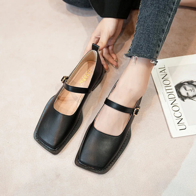 Drune | Frühling und Herbst Damen Leder Schuhe Frauen Lässige Schuhe Mode Flache Loafers Britischer Stil Büro und Bankett