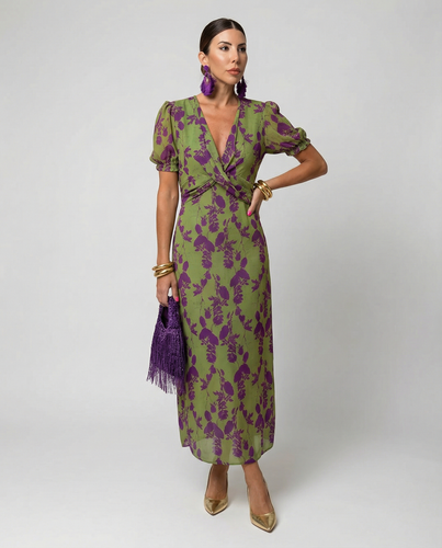 Leichtes Sommerkleid mit Blumenmuster und V-Ausschnitt für den Alltag | Drune