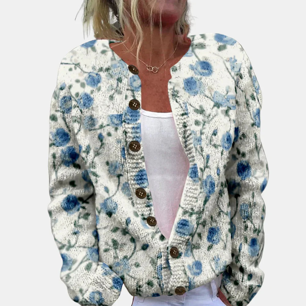 Drune | Chic Blau gedruckter Cardigan