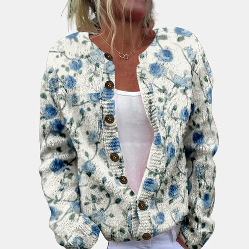 Drune | Chic Blau gedruckter Cardigan