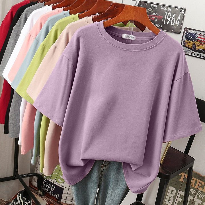 Drune Kuscheliges Baumwoll-Basic: Plus-Size T-Shirt für Damen