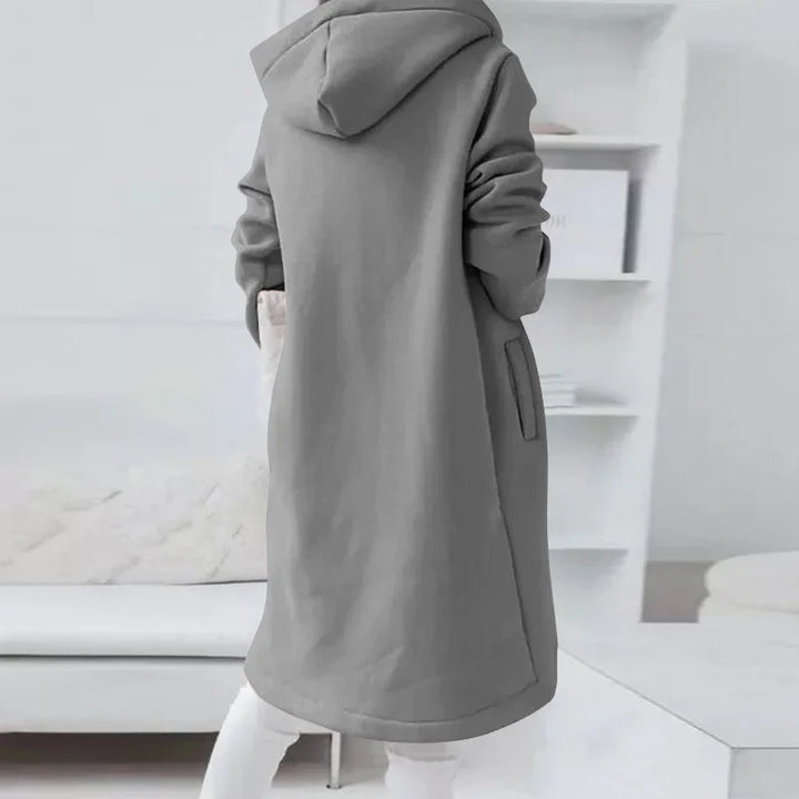 Drune | Kapuzenstrickjacke mit geschwungenem Saum