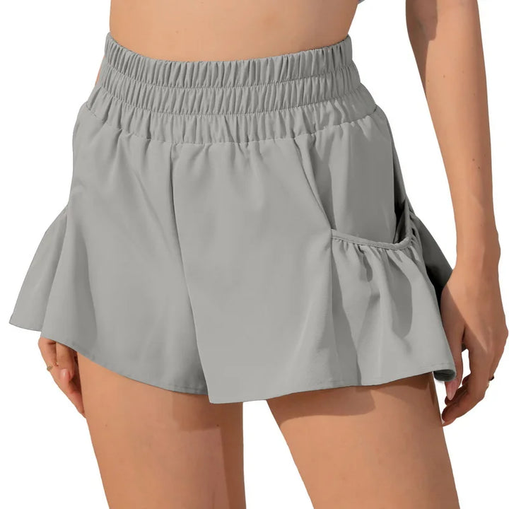 Drune | Damen Sport Shorts Mit Rüschen Und Taschen