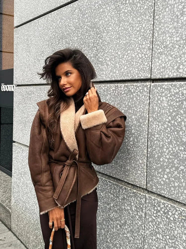 Drune | Damen Pelzgefütterte Lederjacke
