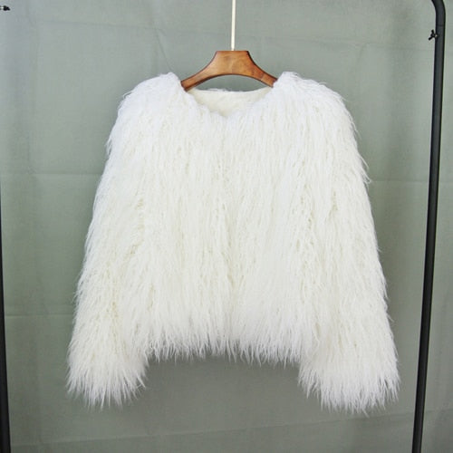 Drune Mantel für Damen, dicker, warmer Kunstpelzmantel