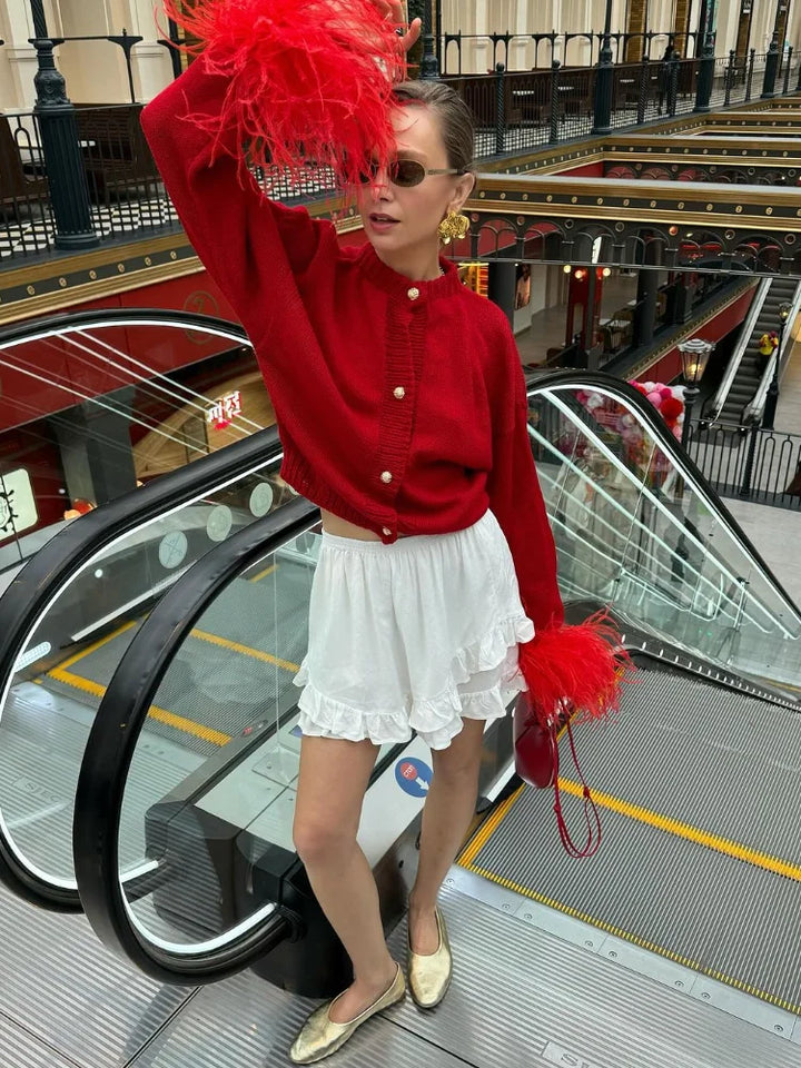 Drune | Schicke Feder Strickjacke