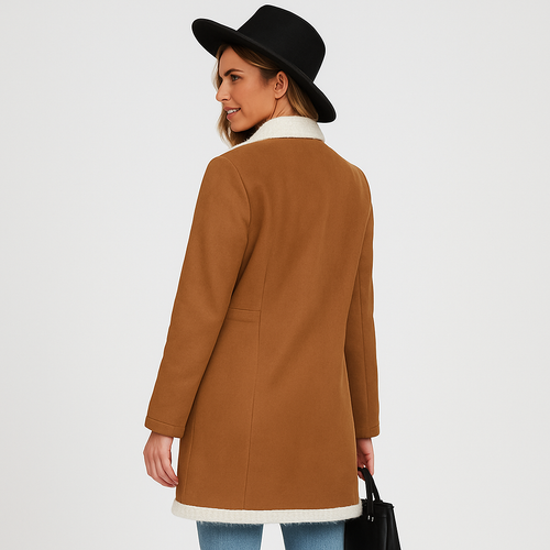 Drune | Gefütterte Jacke Braune Winterjacke mit Doppelter Knopfreihe für Damen