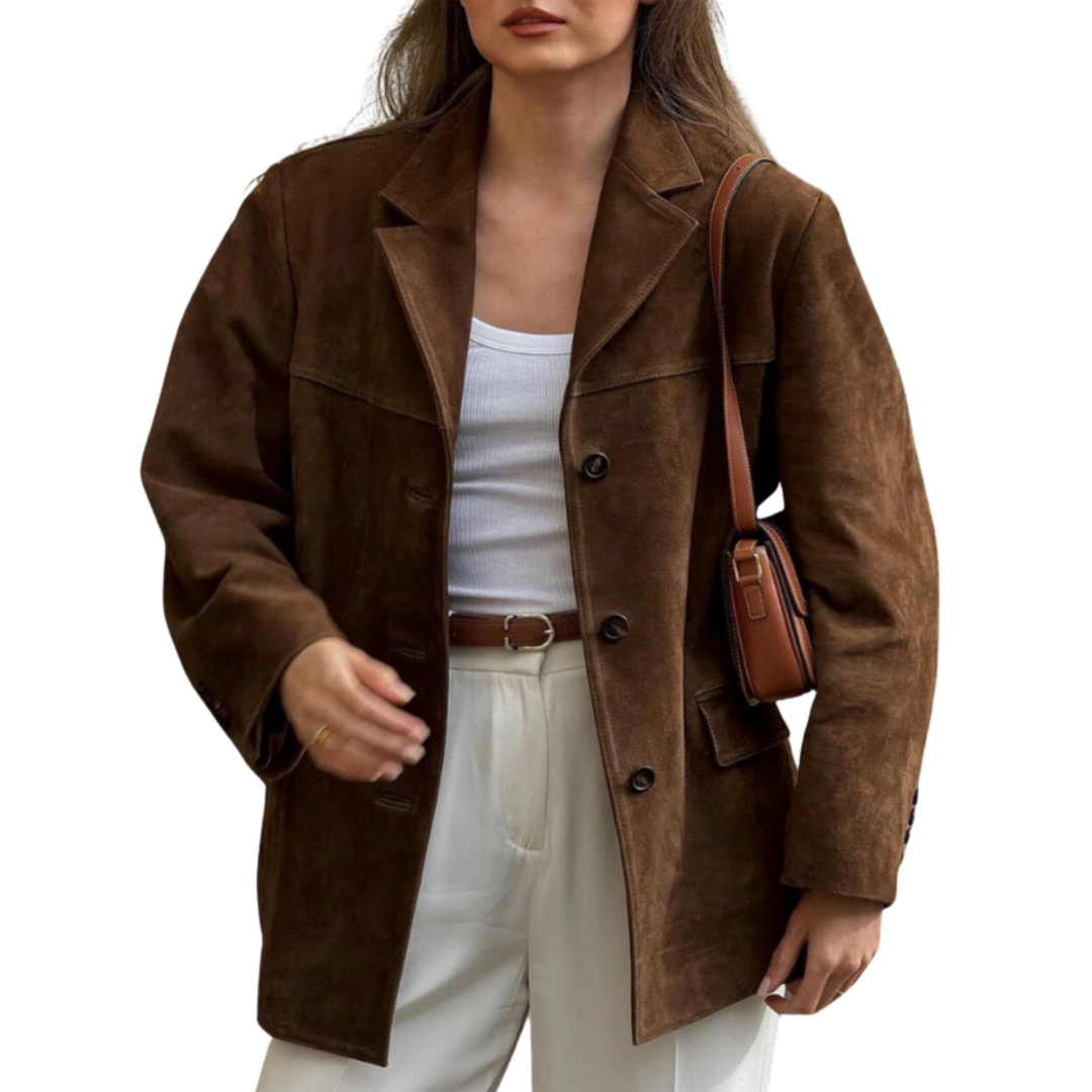 Drune | Oversized Suede-Jacke mit umgeschlagenem Kragen Alina