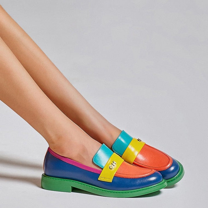 Drune | Multi Color Block Echtes Leder Loafer