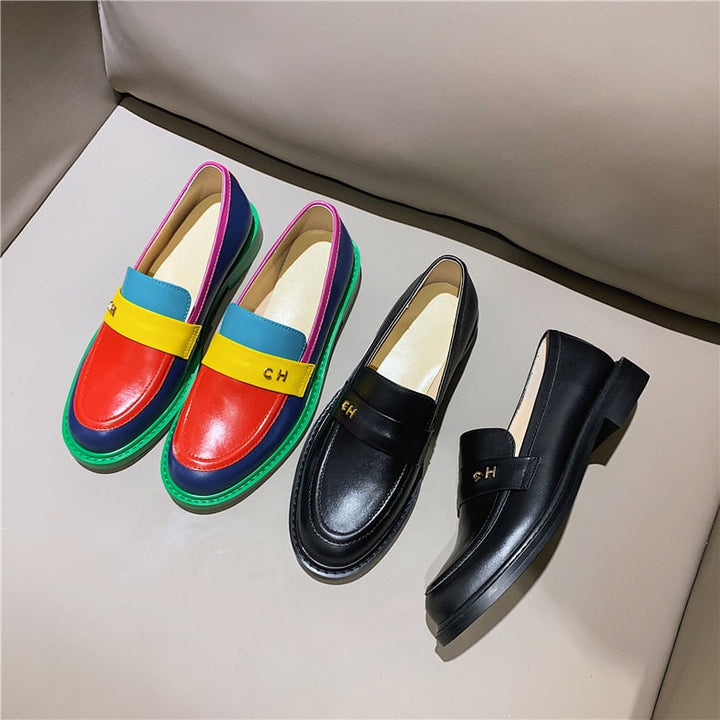 Drune | Multi Color Block Echtes Leder Loafer
