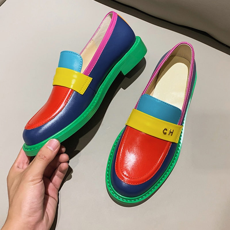 Drune | Multi Color Block Echtes Leder Loafer