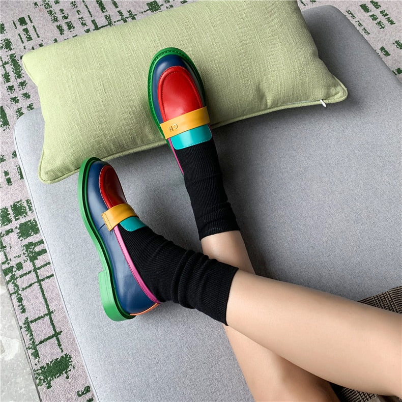 Drune | Multi Color Block Echtes Leder Loafer