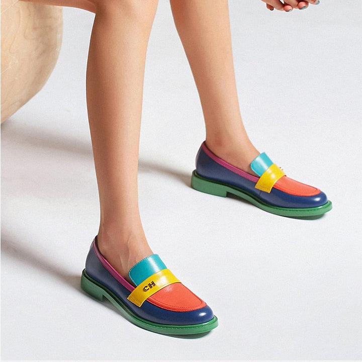 Drune | Multi Color Block Echtes Leder Loafer