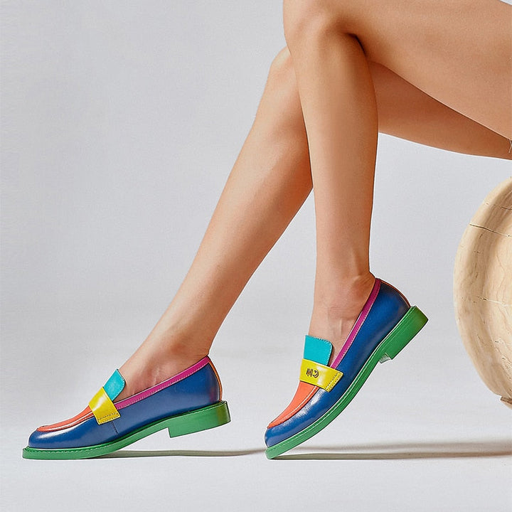 Drune | Multi Color Block Echtes Leder Loafer