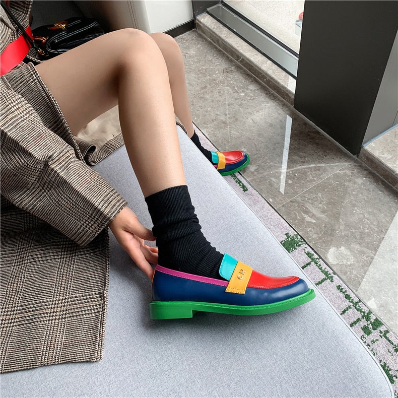 Drune | Multi Color Block Echtes Leder Loafer