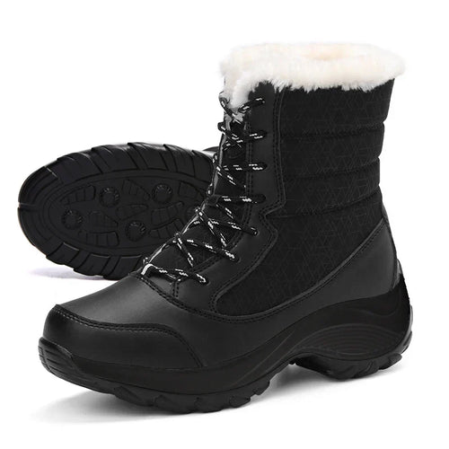 Drune | Damen Winterstiefel wasserdicht mit Plattform und Pelzfutter