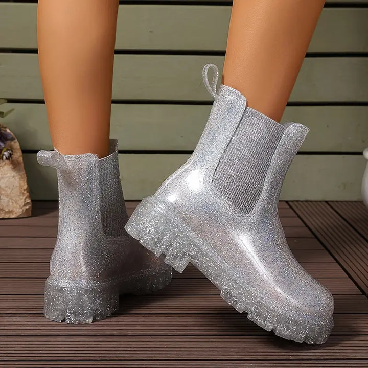 Drune | Stiefeletten - nachhaltige Damen-Glitzer-Regenstiefel
