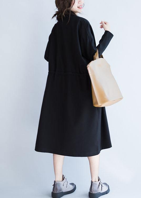Drune | Square Collar Kordelzug Mode Kleidung für Frauen schwarze Kniejacken