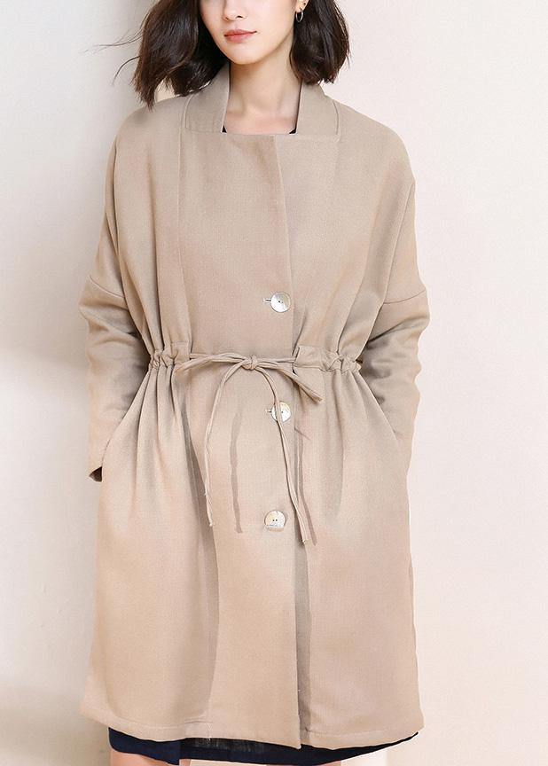 Drune | Kordelzug Plus Size Maxi-Mantel nude Plus Size Kleidung Mäntel