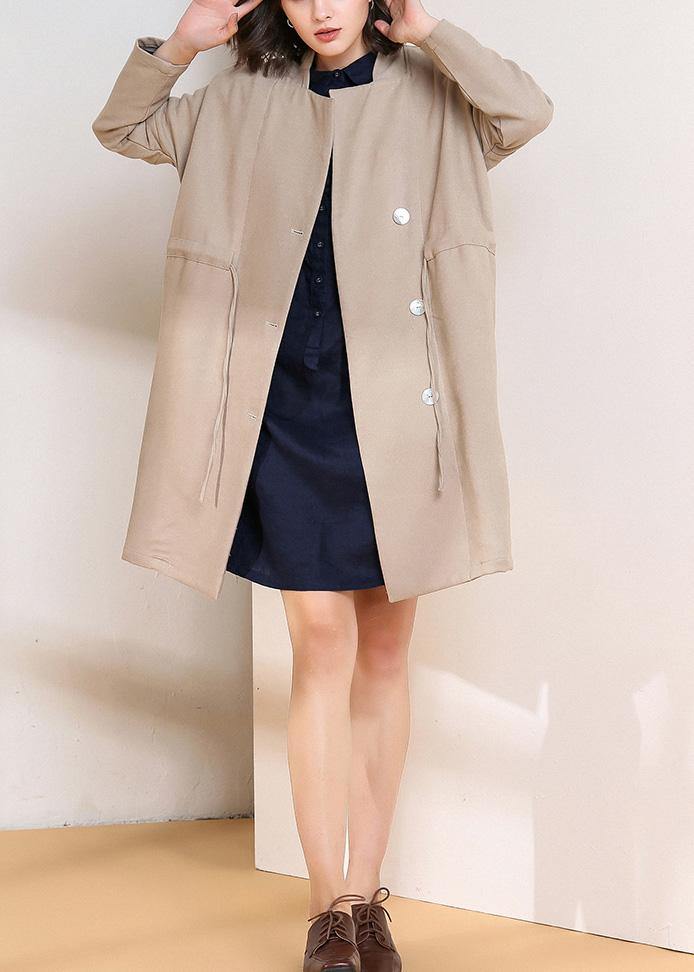 Drune | Kordelzug Plus Size Maxi-Mantel nude Plus Size Kleidung Mäntel