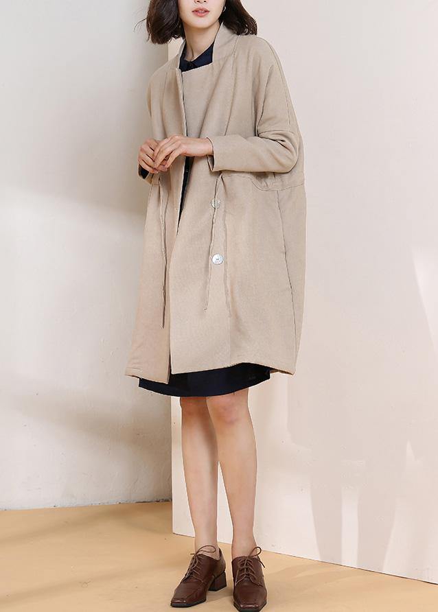 Drune | Kordelzug Plus Size Maxi-Mantel nude Plus Size Kleidung Mäntel