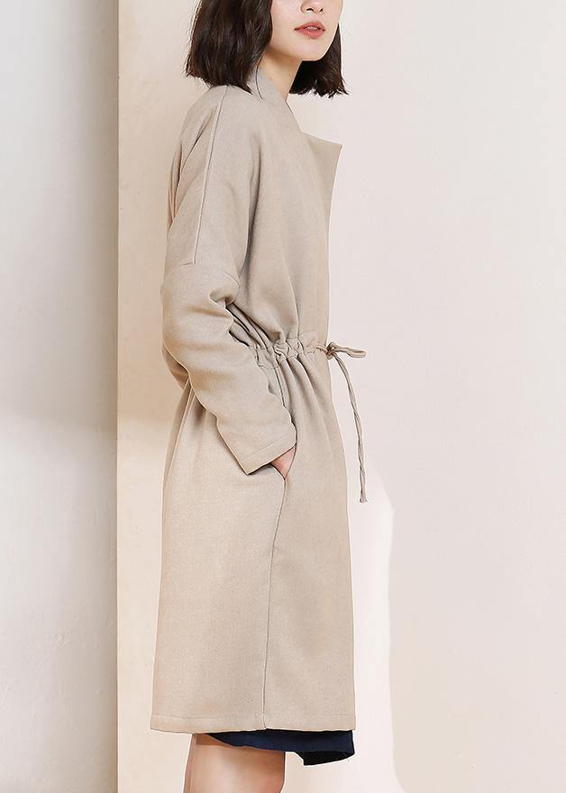 Drune | Kordelzug Plus Size Maxi-Mantel nude Plus Size Kleidung Mäntel