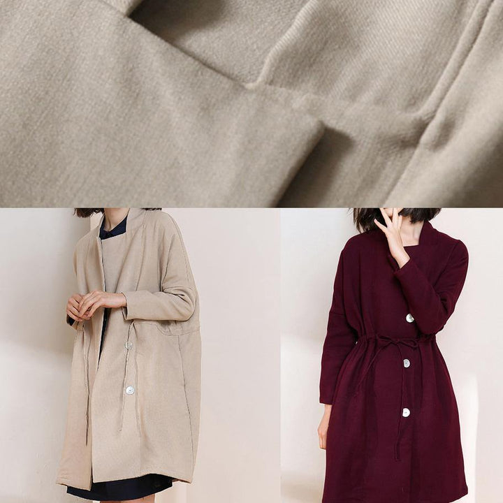 Drune | Kordelzug Plus Size Maxi-Mantel nude Plus Size Kleidung Mäntel